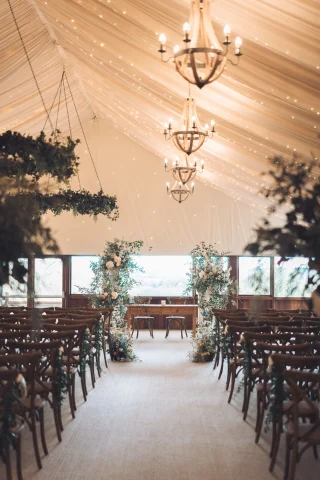 🌿 Ceremony seamlessly into reception the the ✨ starlit marquee. 
🌟 This space is supremely versatile, and provides the ultimate beautiful backdrop for your chosen scheme. 
🎪 The marquee drapery is hand stitched with hundreds of fairy lights, which come into their own after dark. 
🌿The foliage is permanent and come at no additional cost - the bells and whistles here are all included. 
🥂 The space is generous giving ultimate flexibility. 🪑Set it to suit your vision, your guests and your day - rather than fitting your guests to the space!
📷 @elliemac.photography
🌷 @hibiscusfloral